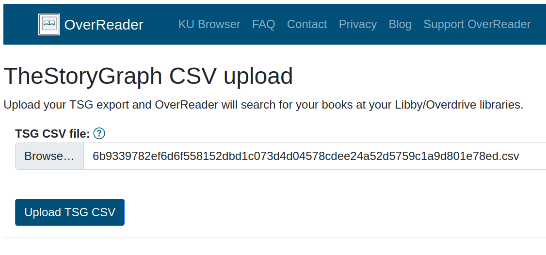 OverReader TSG CSV upload